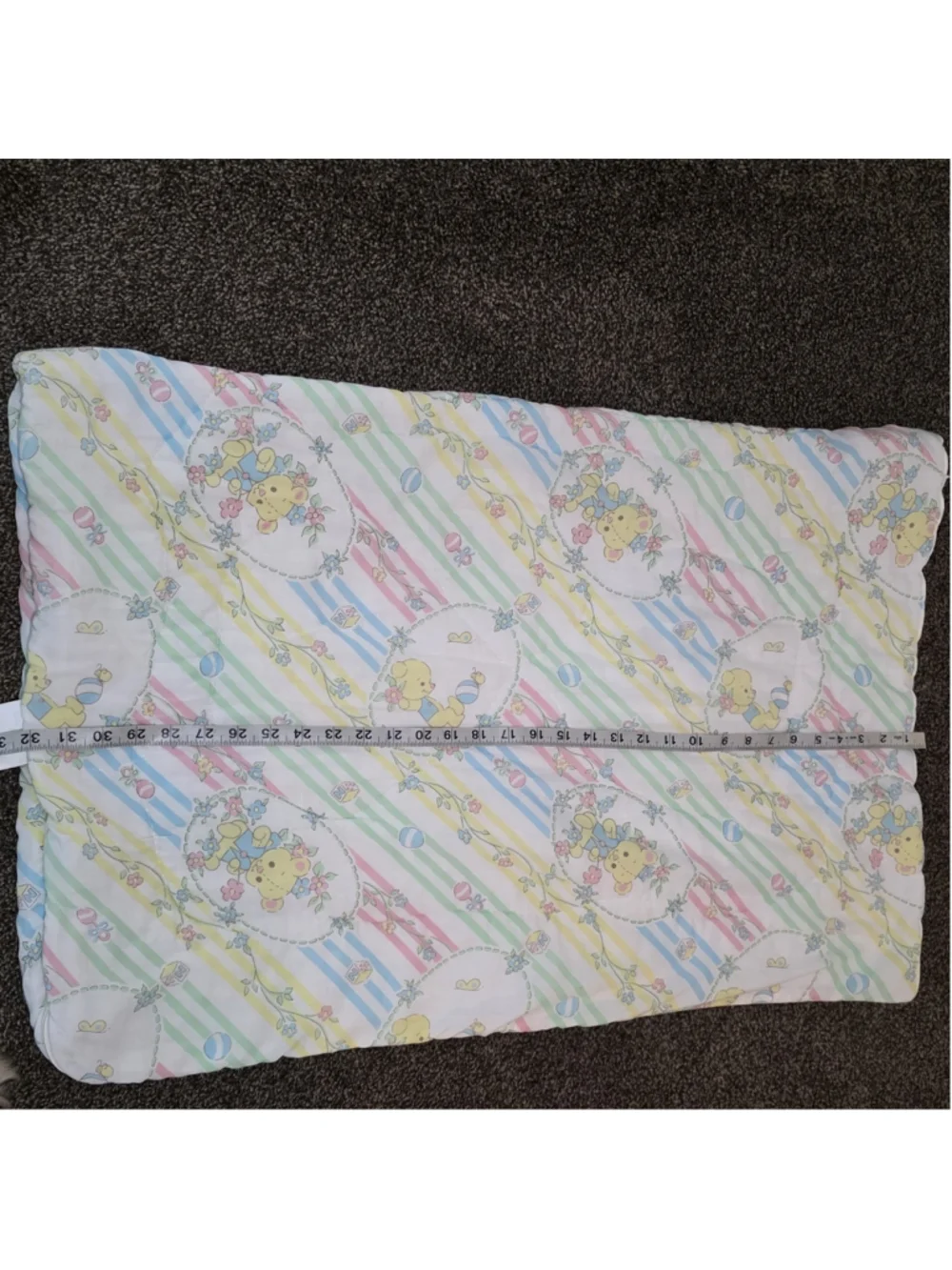 Baby Toddler Sleeping Bag Vtg Quilt Zipper Bears Yellow Green Pink 32